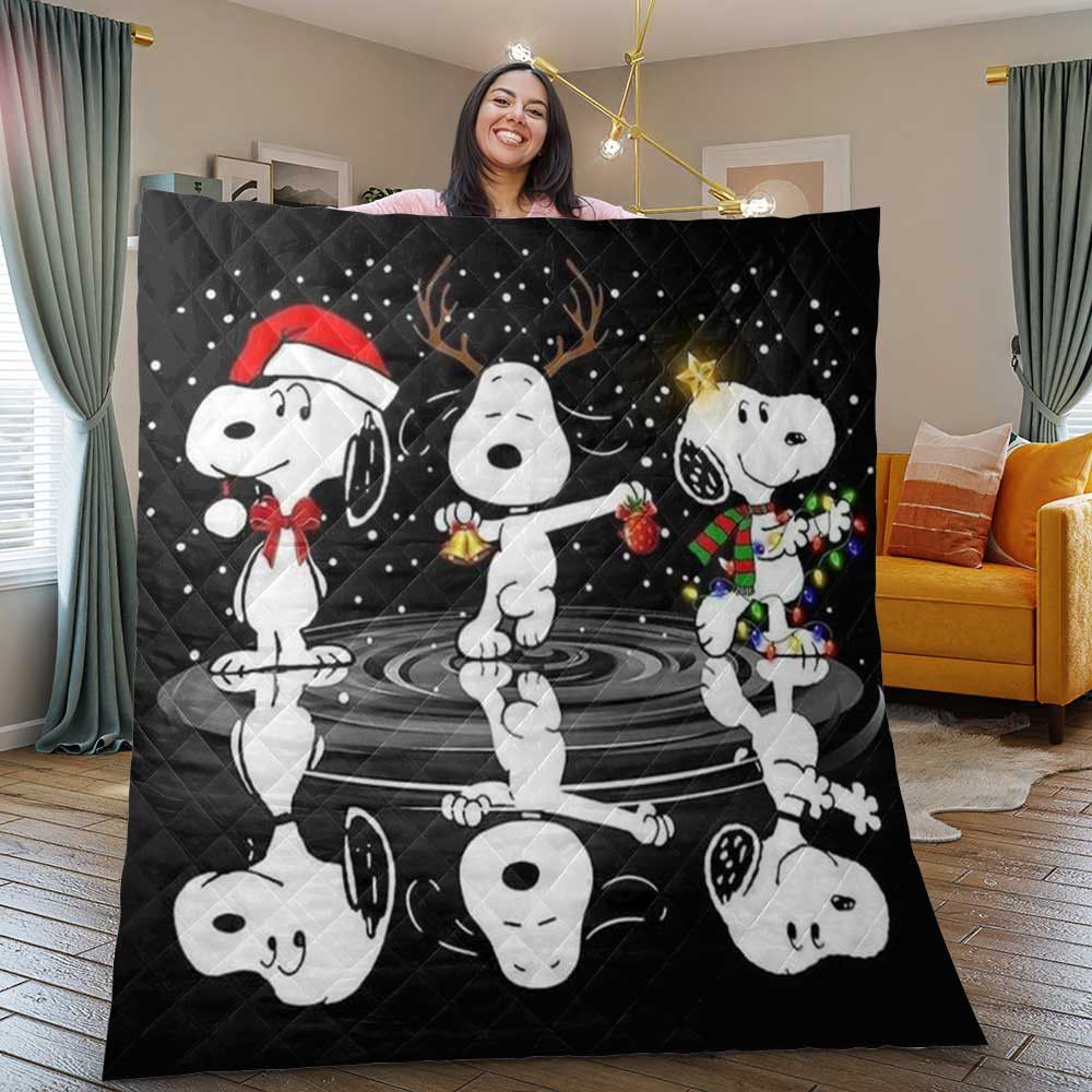 Merry Christmas Snoopy Quilt Blanket Funny Gift Xmas For Snoopy Lover 