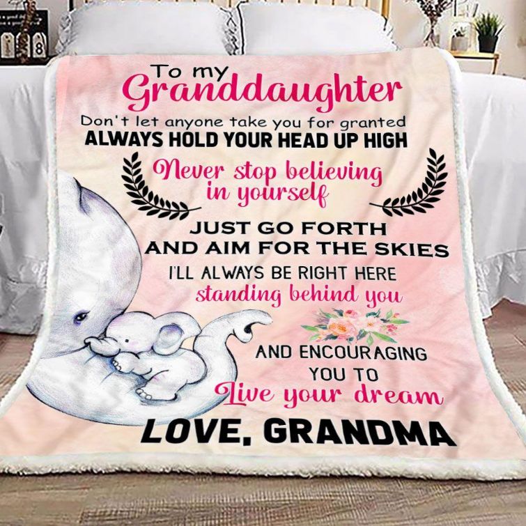 Grandma To Granddaughter Elephant Fleece Blanket Quilt Blanket For Granddaughter