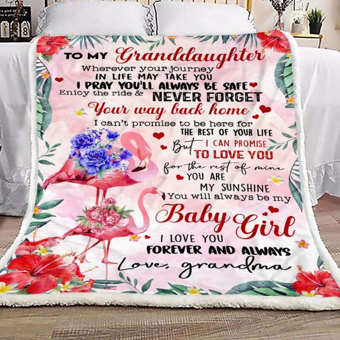 Grandma To Granddaughter Flamingo Fleece Blanket Quilt Blanket For Granddaughter