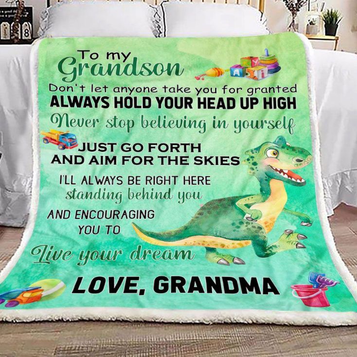 Grandma To Grandson Dinosaur Fleece Blanket Quilt Blanket Gift For Grandson