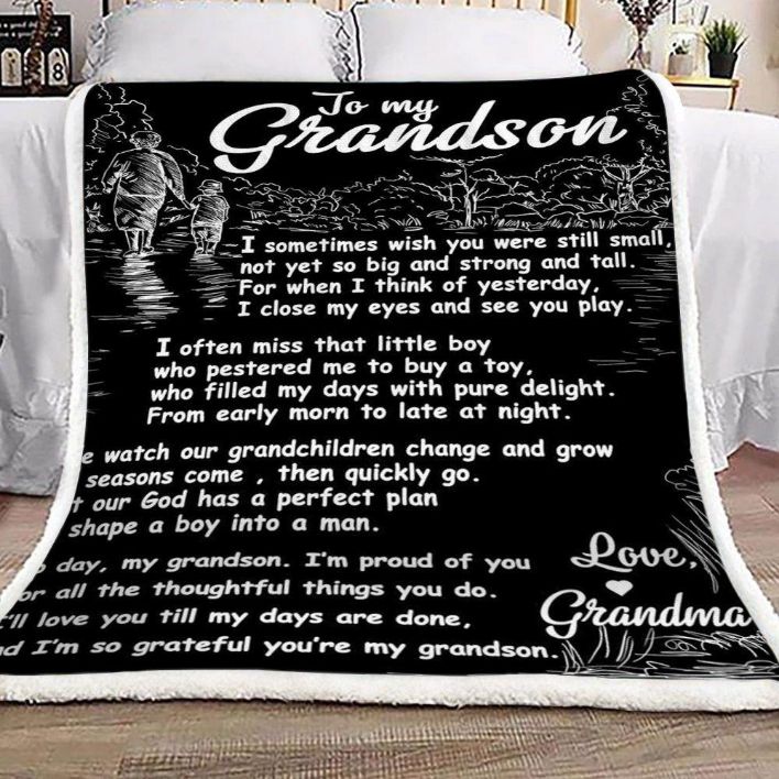 Grandson Fleece Blanket Quilt Blanket Letter From Grandma For Grandson Family Blanket
