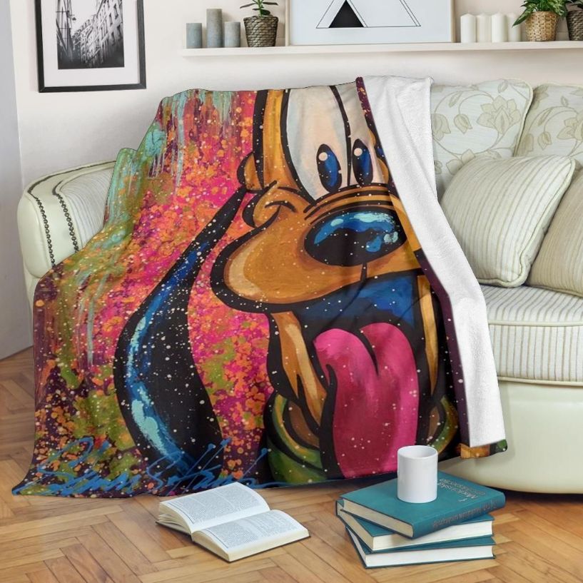 Graphic Art Pluto Disney Fleece Blanket Gift For Fan, Premium Comfy Sofa Throw Blanket Gift