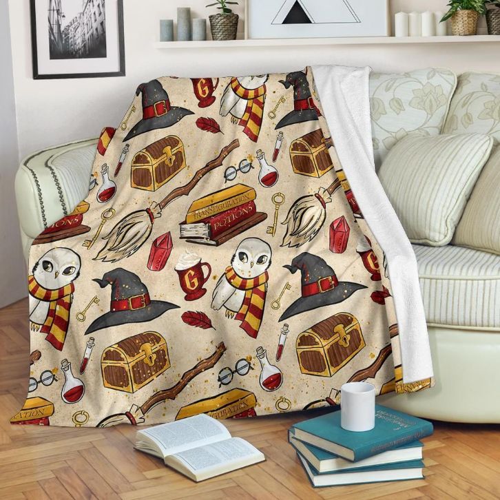 Gryffindor House Fleece Blanket Gift For Fan, Premium Comfy Sofa Throw Blanket Gift