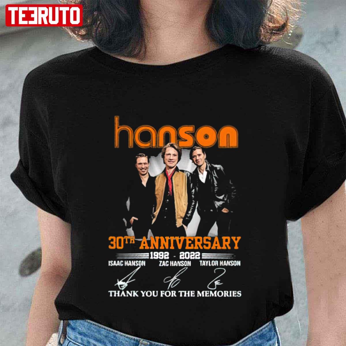 Hanson 30th Anniversary 1992 2022 Thank You For The Memories Signatures Unisex T-Shirt