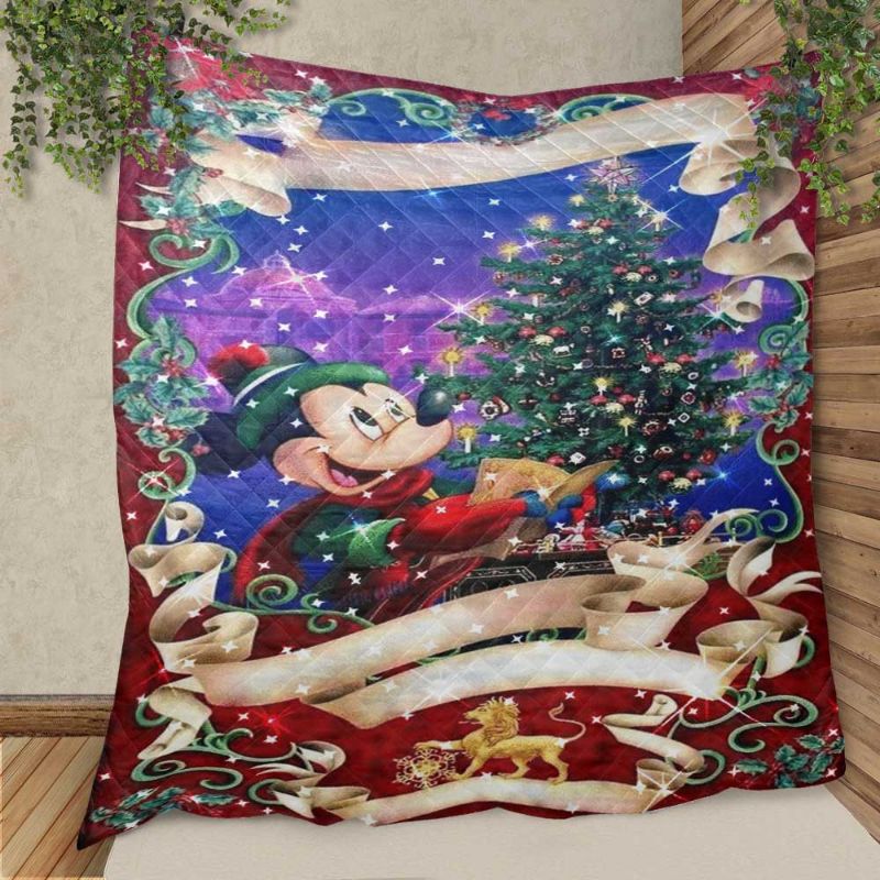 Happy Holiday Mickey Mouse Disney 123 Christmas Gifts Lover Quilt Blanket,mickey Quilt Blanket