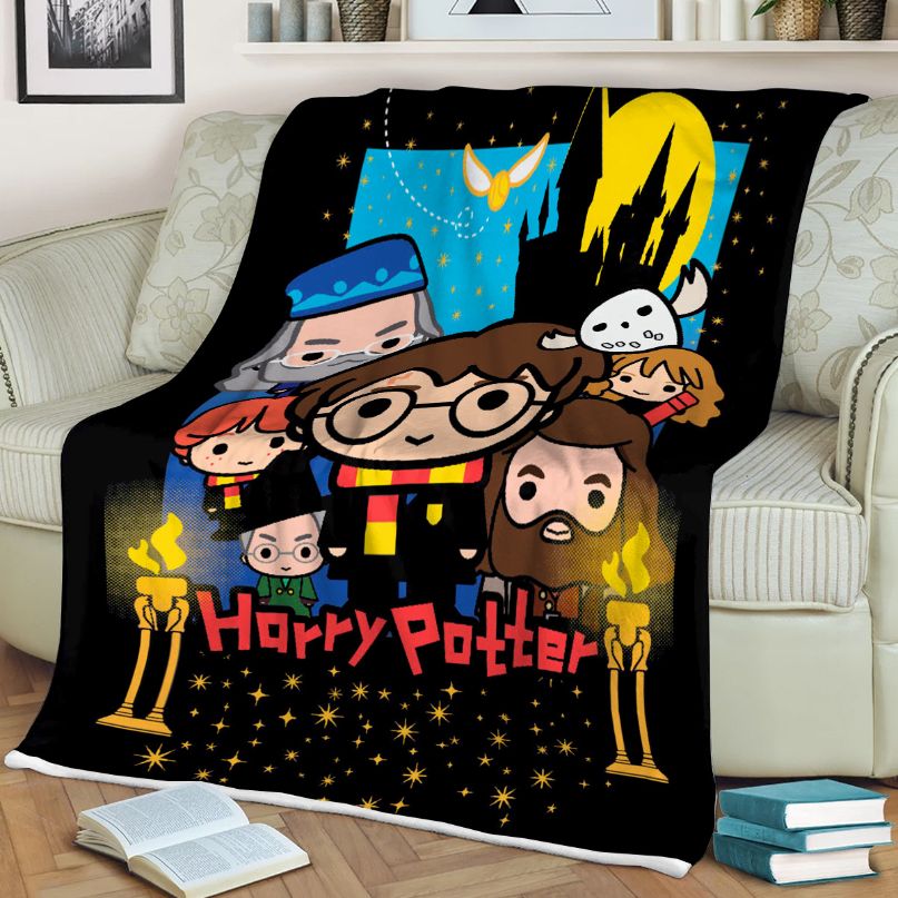 Harry Potter Fan Gift, Harry Potter Chibi Comfy Sofa Throw Blanket Gift