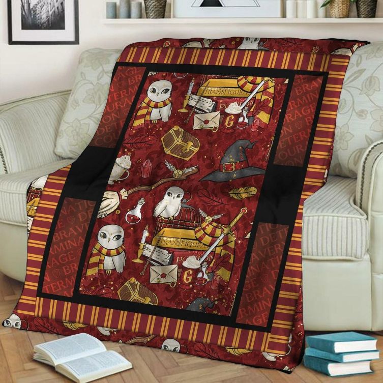 Harry Potter Gryffindor Fleece Blanket Gift For Fan, Premium Comfy Sofa Throw Blanket Gift
