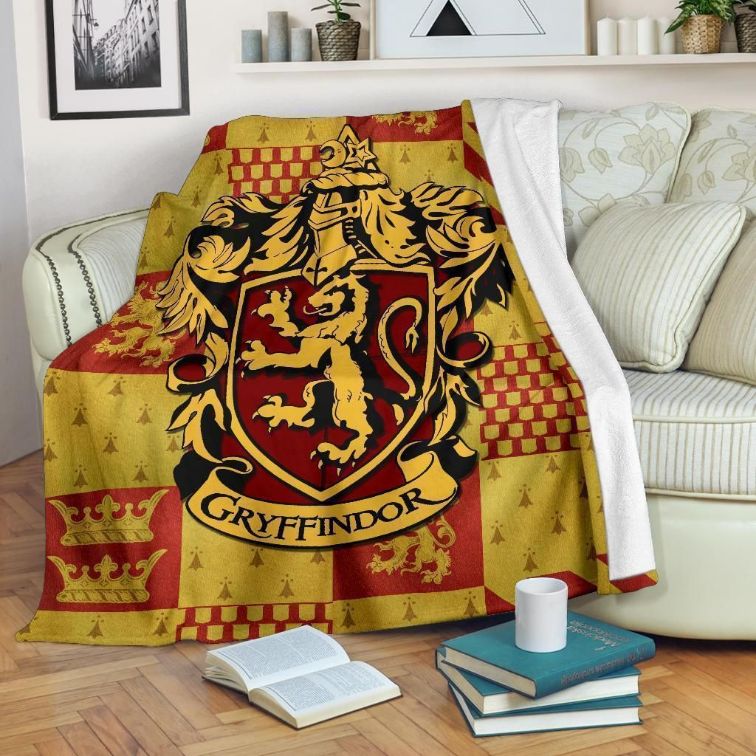 Harry Potter Gryffindor House Fleece Blanket Gift For Fan, Premium Comfy Sofa Throw Blanket Gift