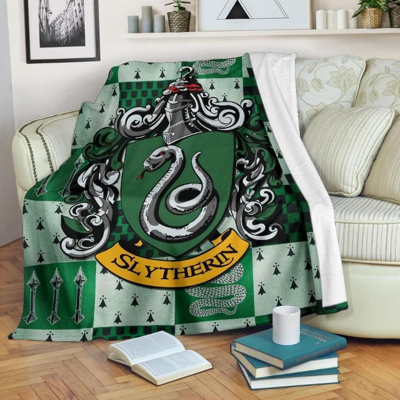 Harry Potter Slytherin House Fleece Blanket Gift For Fan, Premium Comfy Sofa Throw Blanket Gift