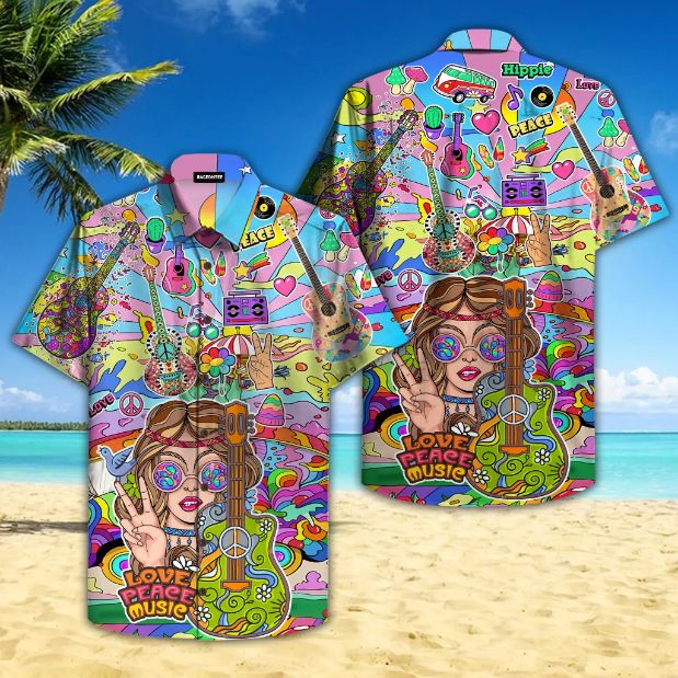Hippie Guitar Hawaiian Shirt