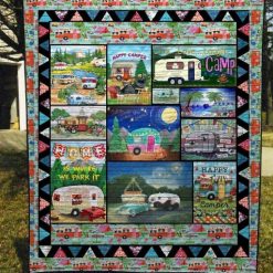 Home Is Where We Park It Happy Camper Fleece Blanket Quilt Blanket Birthday Christmas Family’s From Parents To Son From Parents To