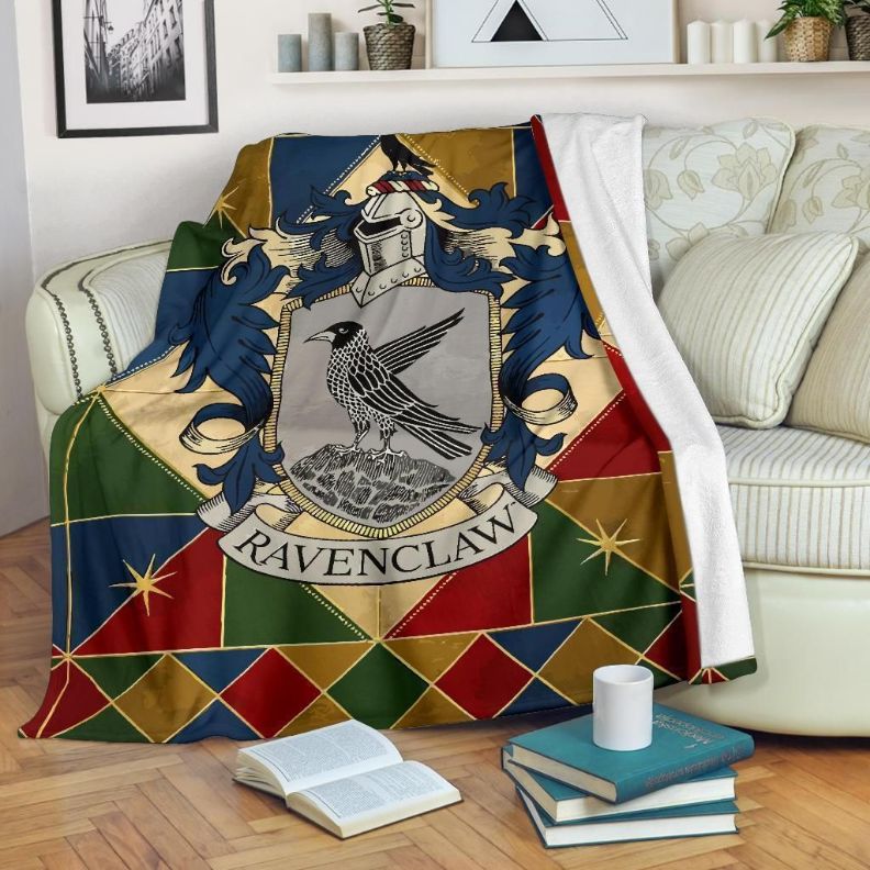 House Badge Ravenclaw Harry Potter Fleece Blanket Gift For Fan, Premium Comfy Sofa Throw Blanket Gift