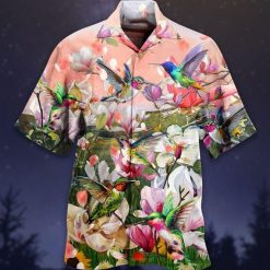 Humming Bird Print Hawaiian Shirt