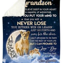 I Promise I Love You For The Rest Of Mine Moon Lions Fleece Blanket For Grandson