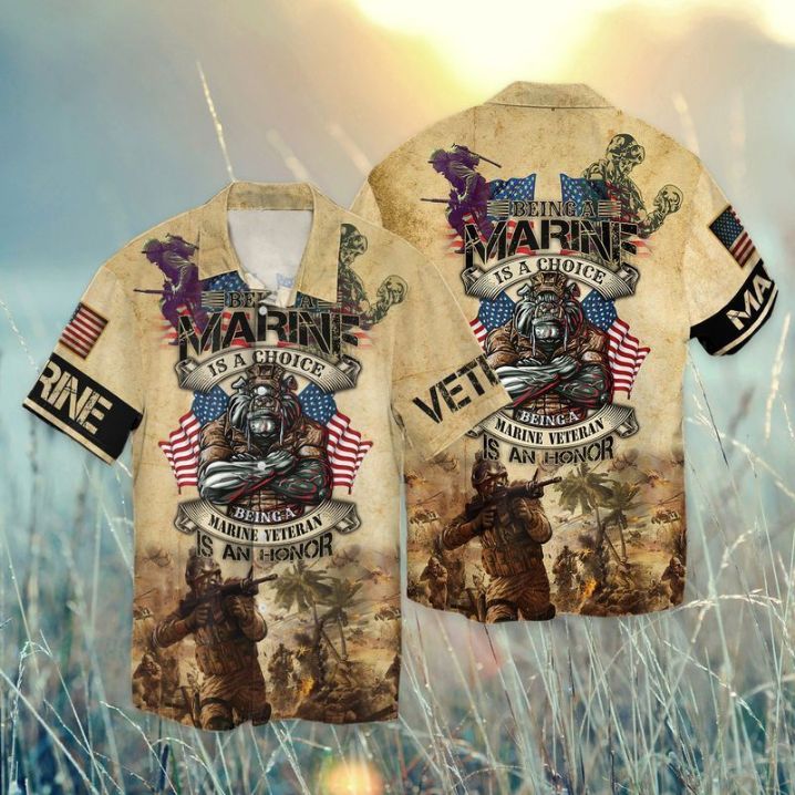 Independence Day Memorial Day Being A Marine Is A Choice Being A Marine Veteran Is An Honor 2 Hawaiian Shirt