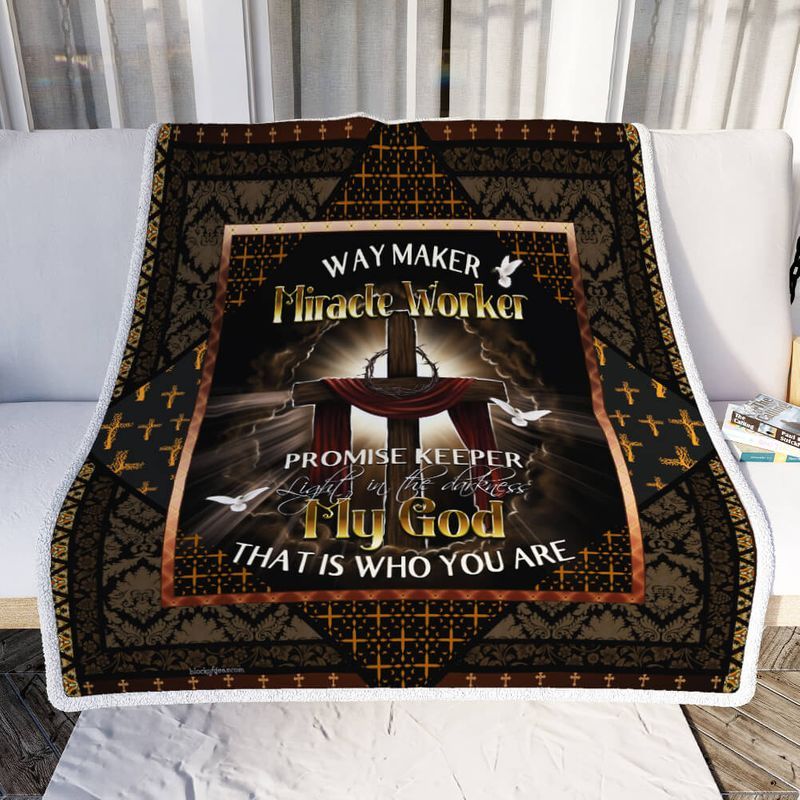 Jesus Cross Way Maker Miracle Worker Promise Keeper Light In The Darkness My God That Is Who You Are Premium Comfy Sofa Throw Blanket
