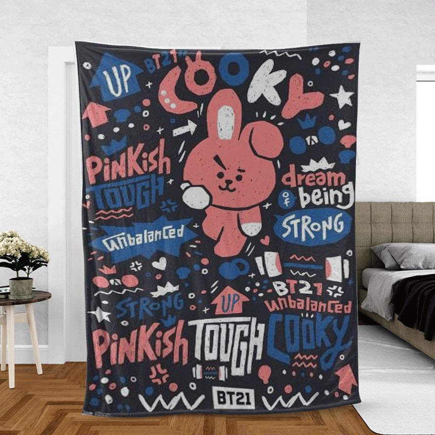 Jungkook Bts Bt21 Bangtan Army Fan Art Cartoon Chibi Christmas,jungkookbts Gift For Fan Comfy Sofa Throw Blanket Gift