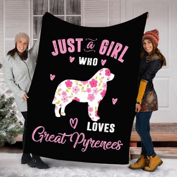 Just A Girl Who Love Great Pyrenees Dog Lovers Fleece Blanket Quilt Blanket