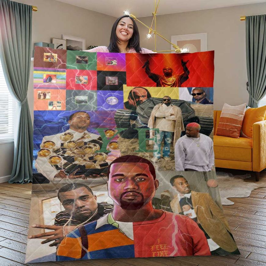 Kanye West Quilt Blanket, Kanye West Gift For Fan, Kanye Album Cover Wallpapers, Kanye West Album Collage Duvet Quilt Bedding Set Quilt Blanket