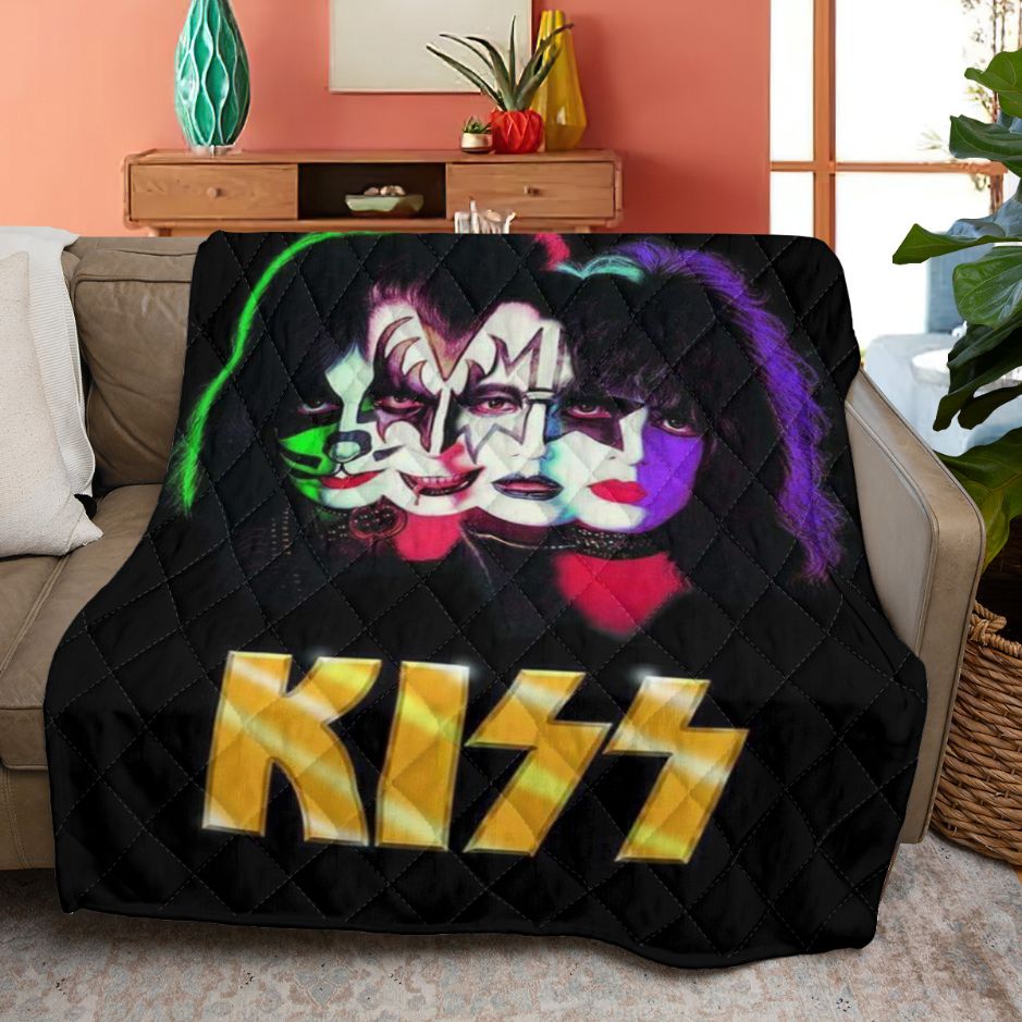 Kiss Band Quiltblanket Gift For Fan, Rock Band Kiss Music Band Quiltblanket