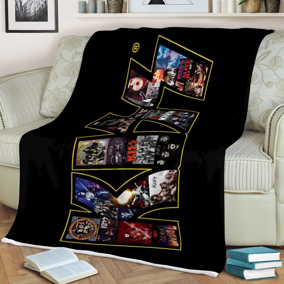 Kiss Gift, Kiss Band Album Collage Gift For Fan Comfy Sofa Throw Blanket Gift