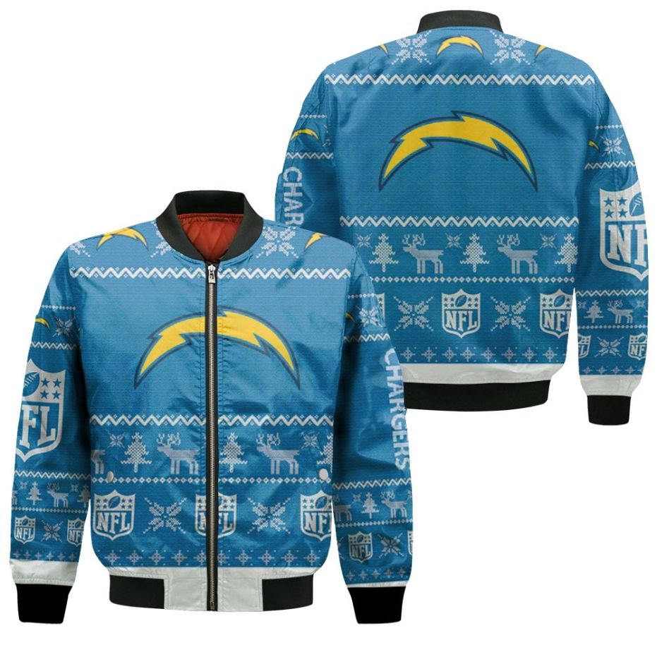 Los Angeles Chargers Nfl Ugly Sweatshirt Christmas 3d Bomber Jacket