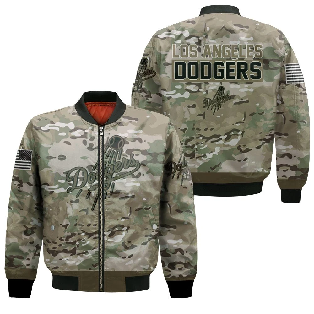Los Angeles Dodgers Camouflage Veteran 3d Jersey Bomber Jacket