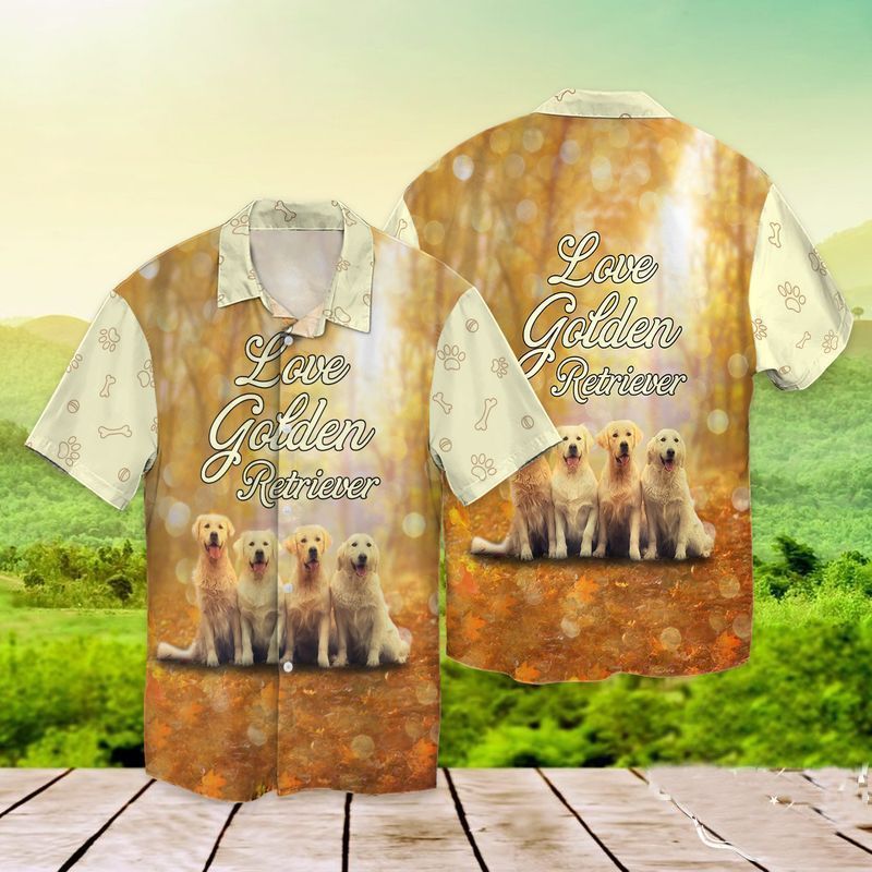 Love Golden Retriever Hawaiian Shirt