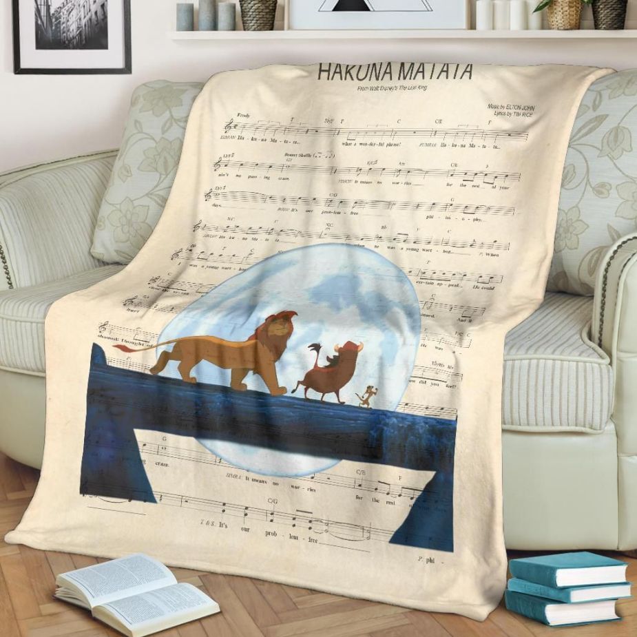Lyric Hakuna Matata Lion King Best Seller Fleece Blanket Gift For Fan, Premium Comfy Sofa Throw Blanket Gift