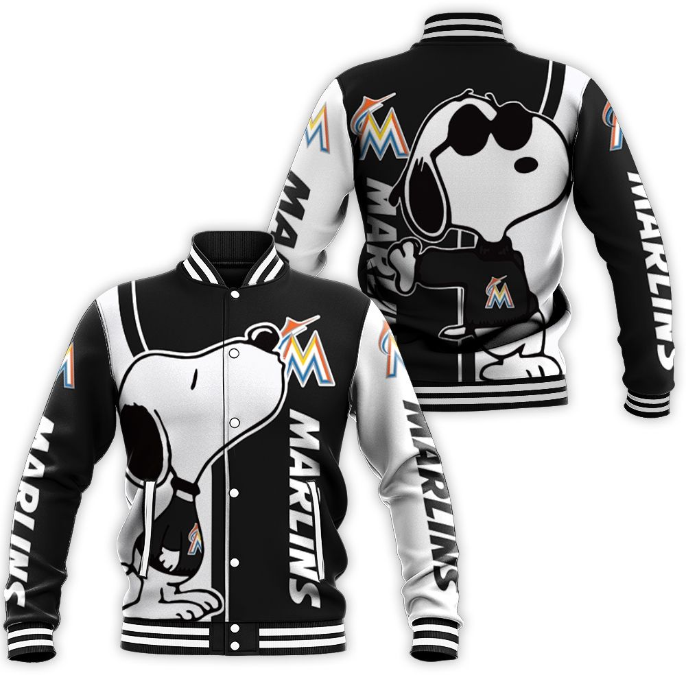 Marlins Snoopy Lover 3d Printed Baseball Jacket