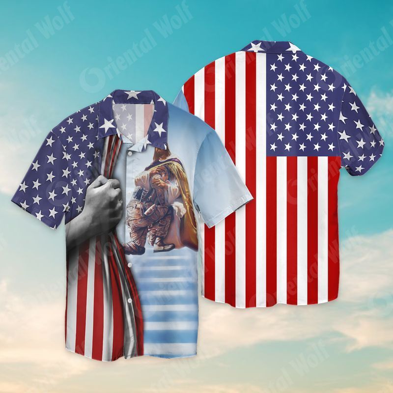 Memorial Day 4th Of July Independence Day Veteran And Jesus Hawaiian Shirt