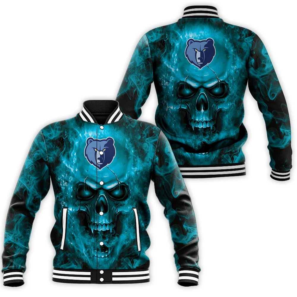 Memphis Grizzlies Nba Fans Skull Baseball Jacket