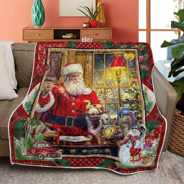 Merry Christmas Quilt Blanket, Christmas Gift, A Toy From Santa Quilt Blanket