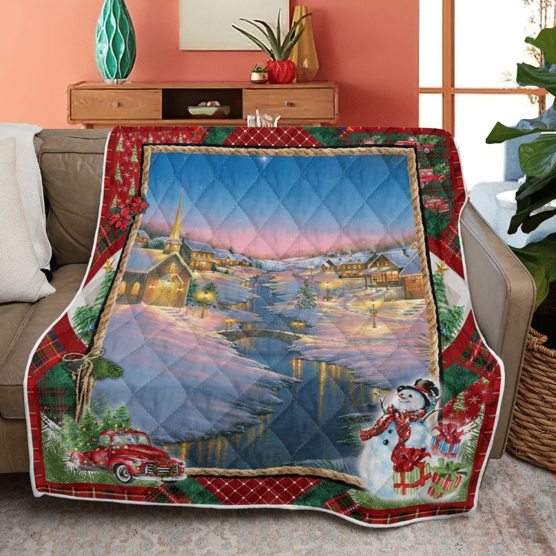 Merry Christmas Quilt Blanket, Christmas Gift, A Winter’s Silent Night Quilt Blanket