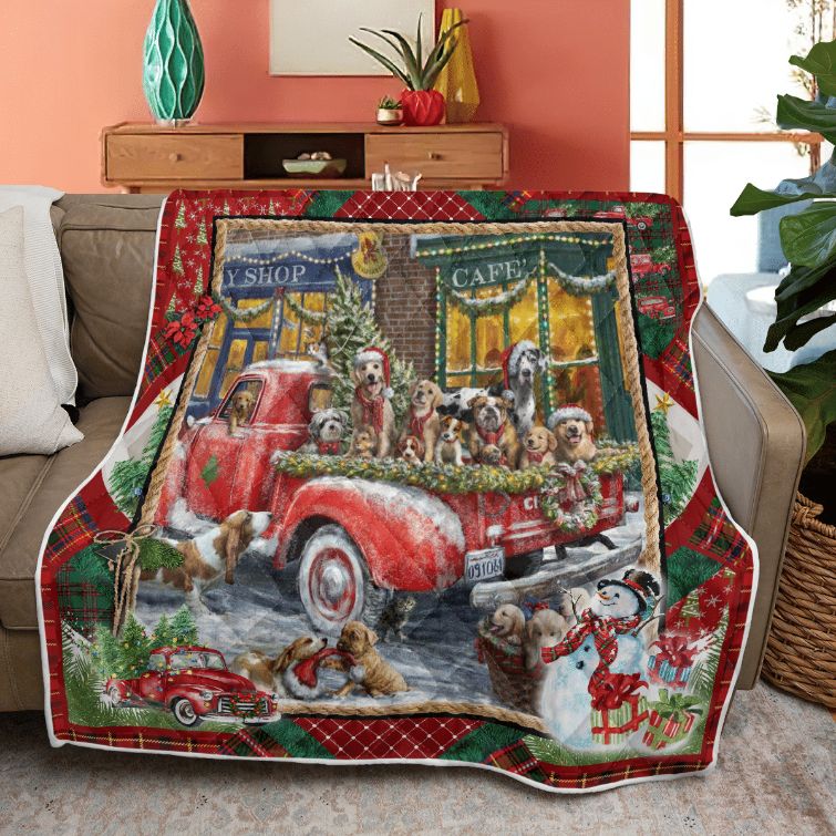 Merry Christmas Quilt Blanket, Christmas Gift, Doggone Christmas Quilt Blanket