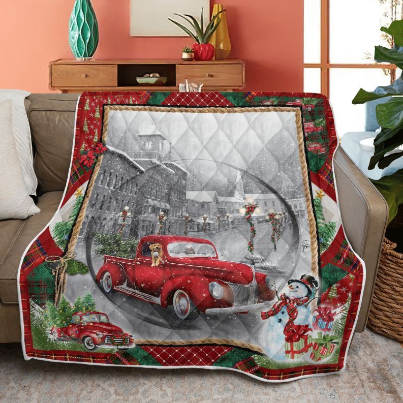 Merry Christmas Quilt Blanket, Christmas Gift, Holiday Ride Quilt Blanket