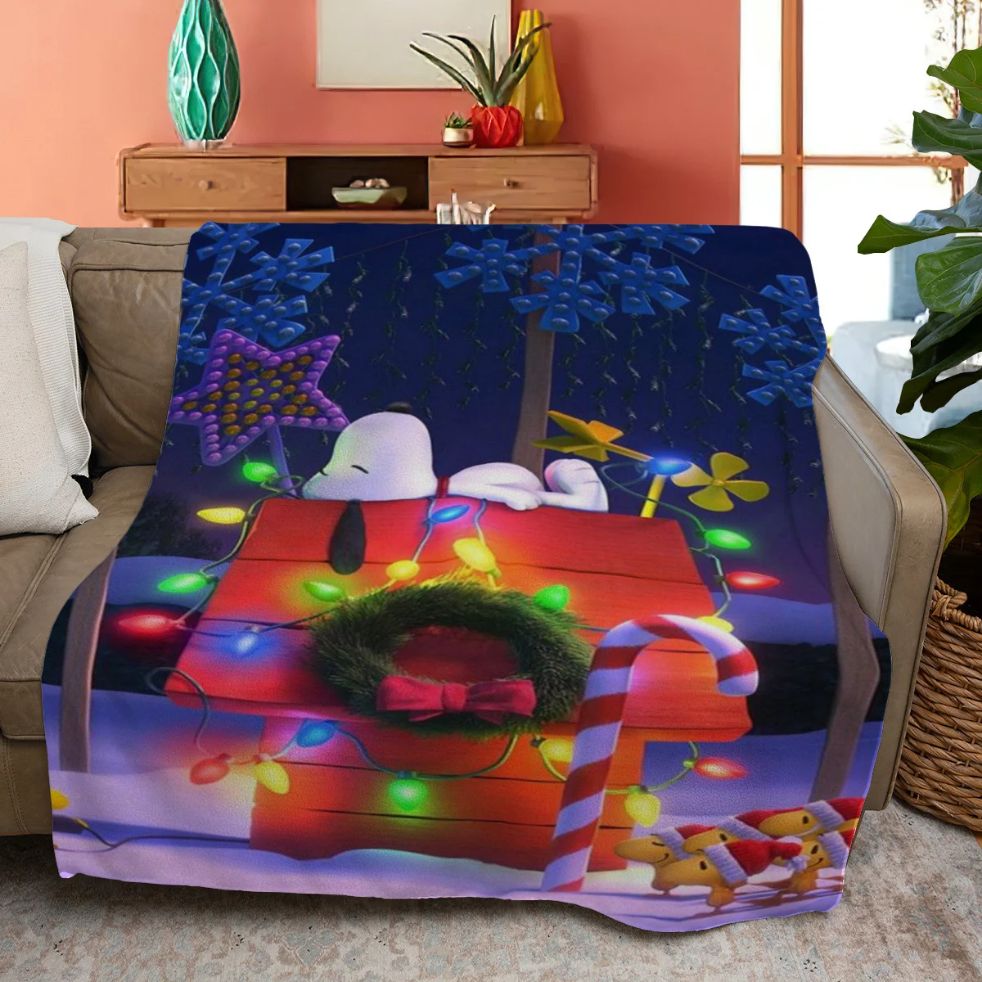 Merry Christmas Snoopy Peanuts Quiltblanket Gift For Fan, Merry Christmas Snoopy Peanuts Quiltblanket