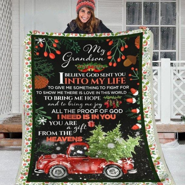 Merry Christmas To My Grandson You Are A From The Heavens Fleece Blanket Idea For Christmas