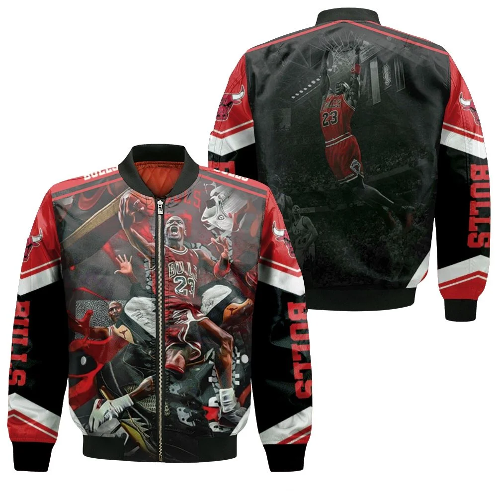 Michael Jordan 23 Chicago Bulls Dunk Shot Bomber Jacket