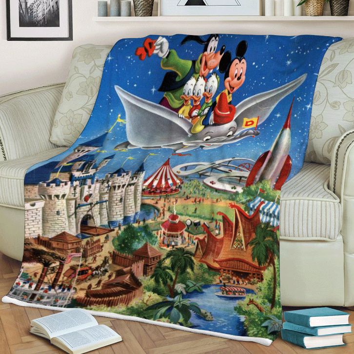 Mickey And Friend Fly On Sky Christmas 6969, Mickey Gift For Fan Comfy Sofa Throw Blanket Gift