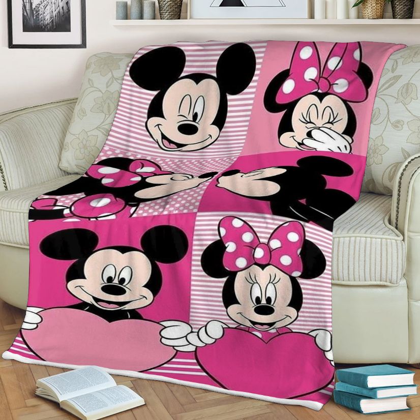 Mickey Mouse Minnie Mouse Gift, Disney Mickey Mouse Minnie Mouse Gift For Fan Comfy Sofa Throw Blanket Gift