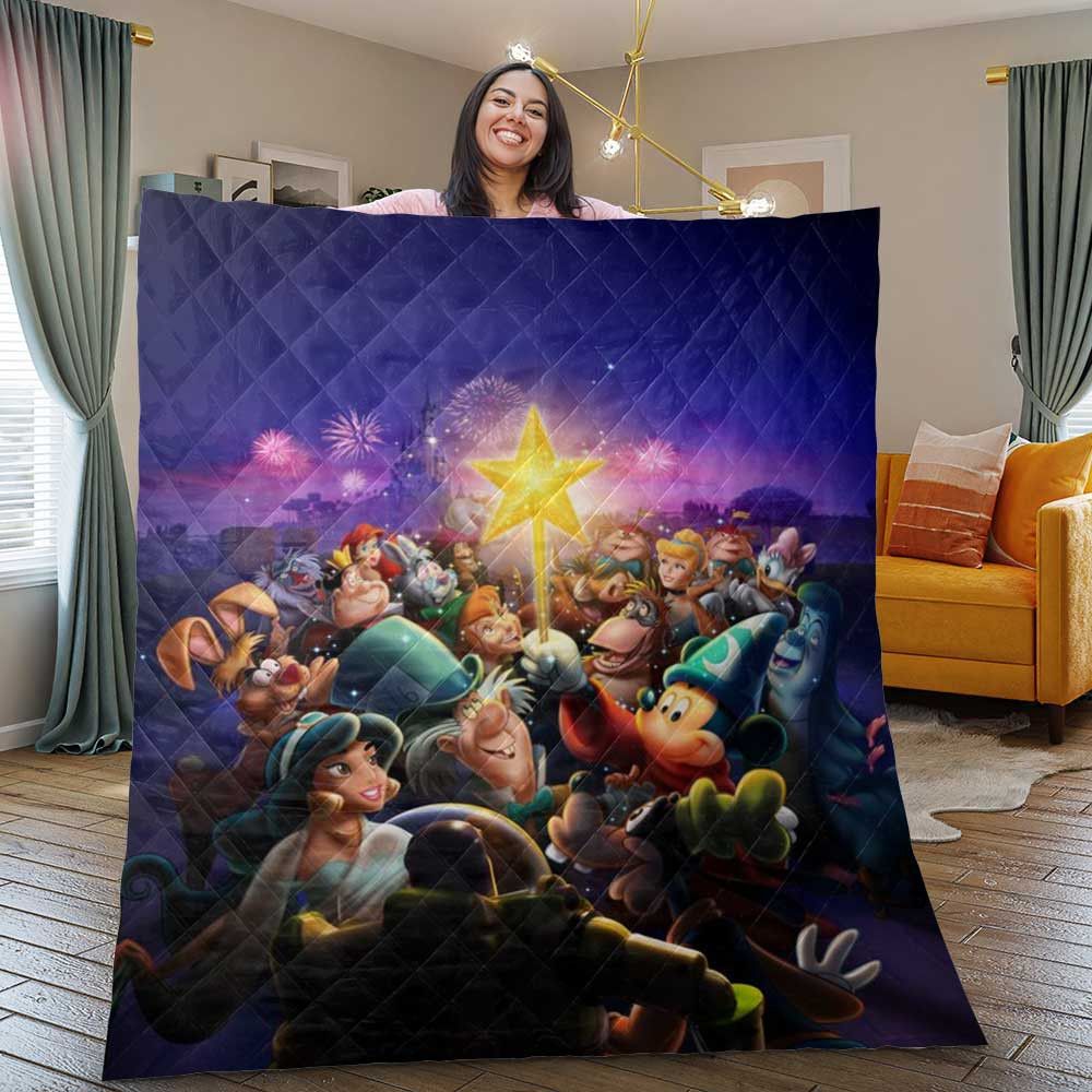 Mickey Mouse Quilt Blanket, Disneyland Paris Update Magic Moments Festival Gift For Fan, Disneyland Paris Update Magic Moments Festival Quilt Blanket