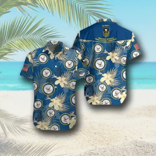 Military Veteran Navy Hawaiian Shirt