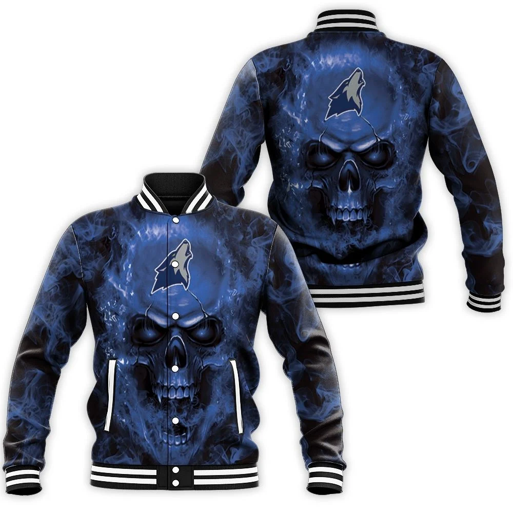 Minnesota Timberwolves Nba Fans Skull Baseball Jacket