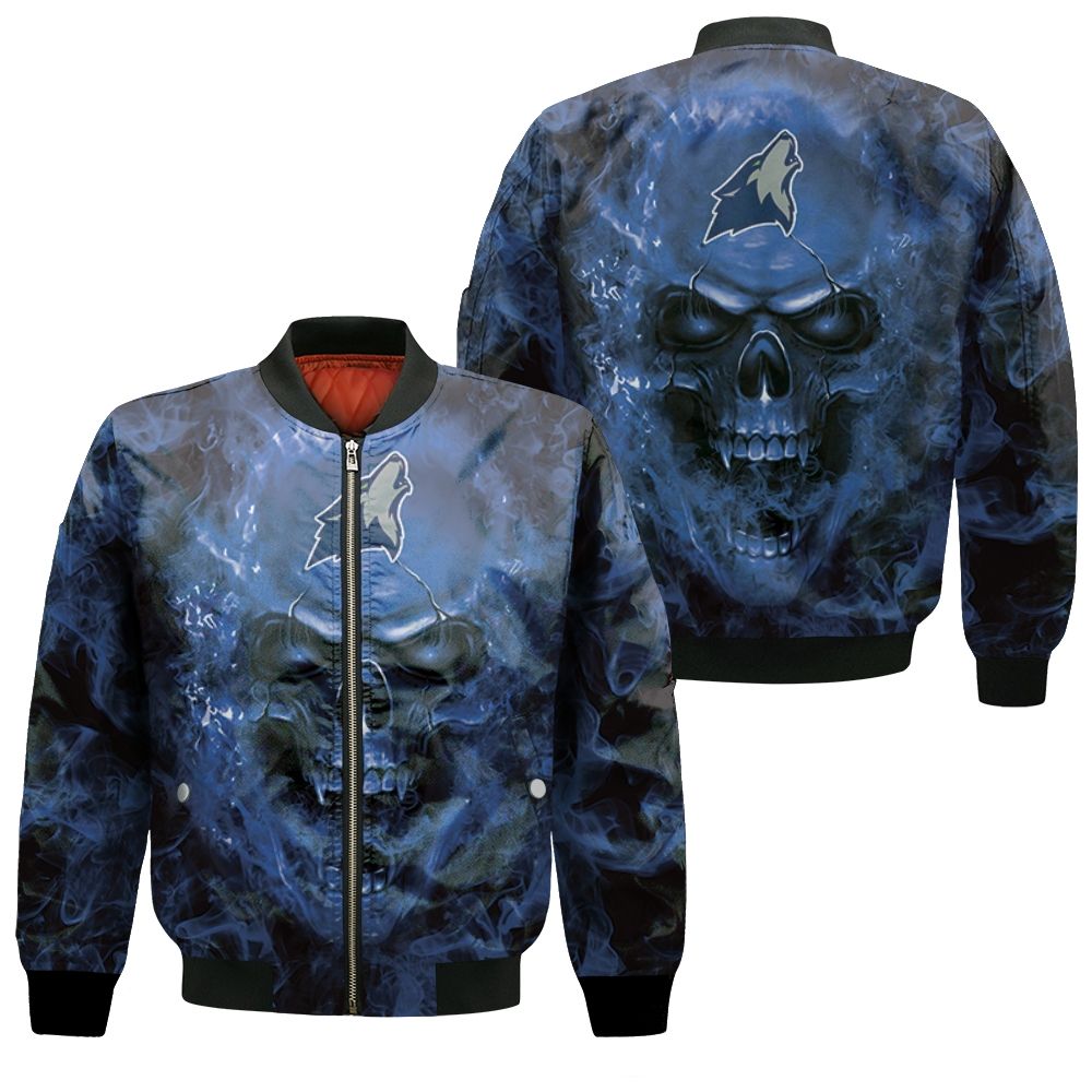 Minnesota Timberwolves Nba Fans Skull Bomber Jacket - Teeruto