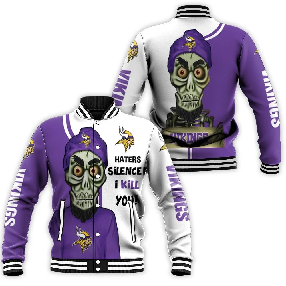 Minnesota Vikings Haters I Kill You 3d Baseball Jacket