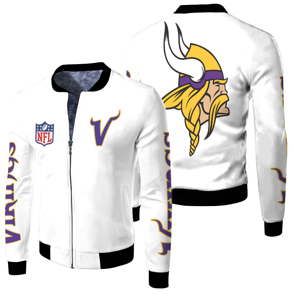 Minnesota Vikings Nfl Bomber Jacket 3d Fleece Bomber Jacket