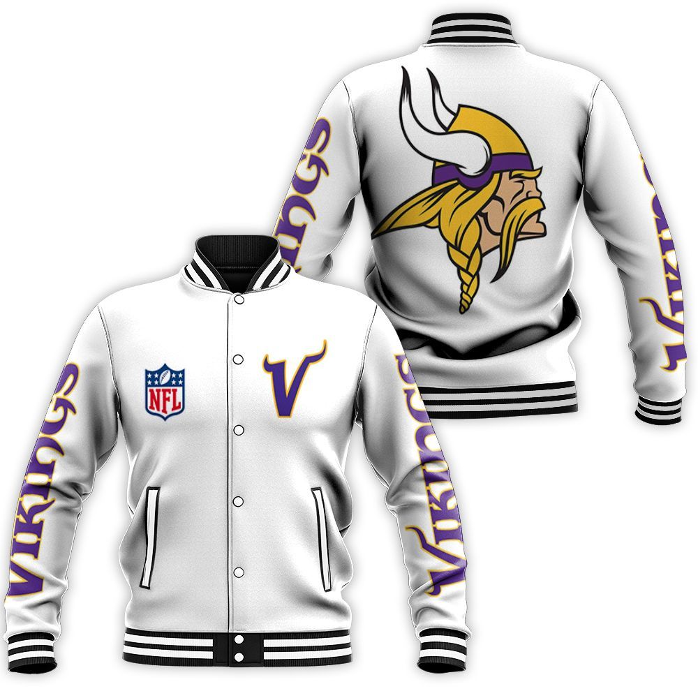 Minnesota Vikings Nfl Bomber Jacket 3d Jersey Baseball Jacket