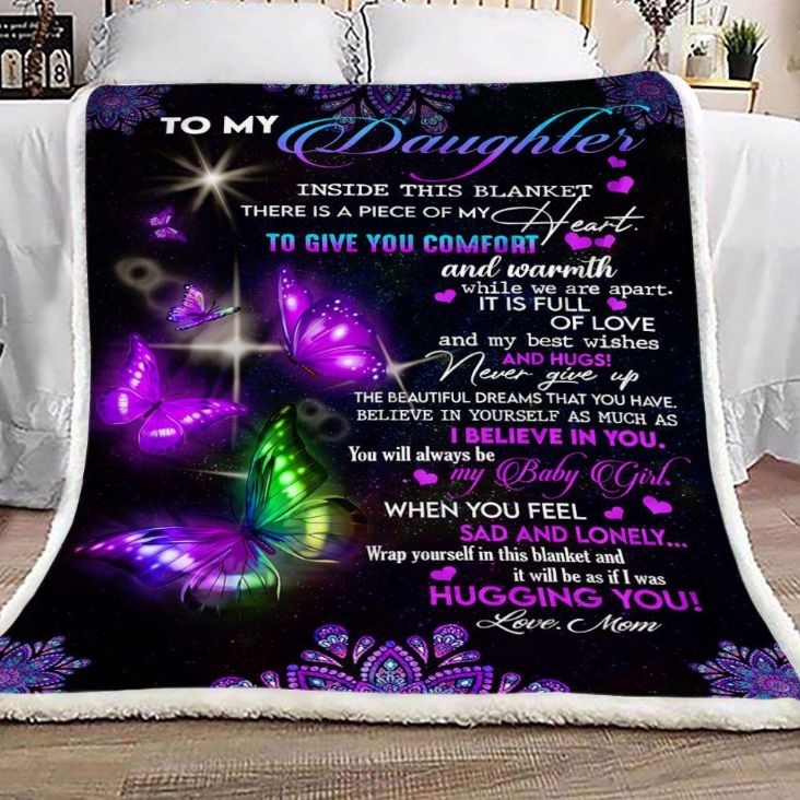 Mom Letter Butterfly To Daughter Fleece Blanket For Daughter Birthday From Mom To Daughter