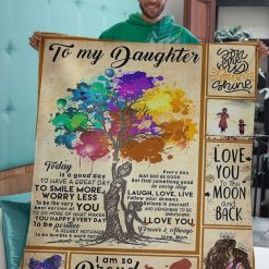 Mom To Daughter Colorful Tree Blanket Fleece Blanket Quilt Blanket